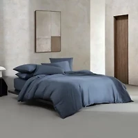 Organic Earth Solid Blue Queen Duvet Cover Set-3 Piece