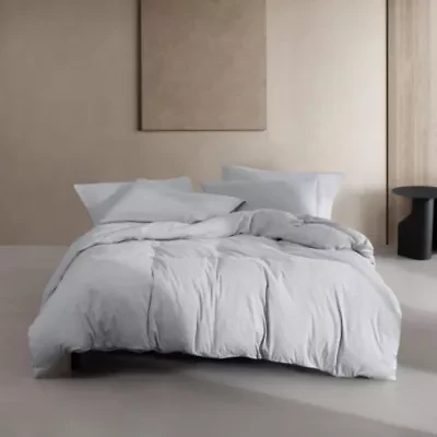 Modern Cotton Melange Grey King Comforter-Sham Set-3 Piece