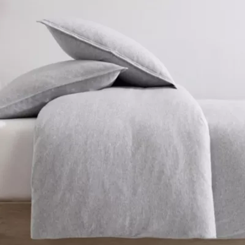 Modern Cotton Melange Grey King Comforter-Sham Set-3 Piece