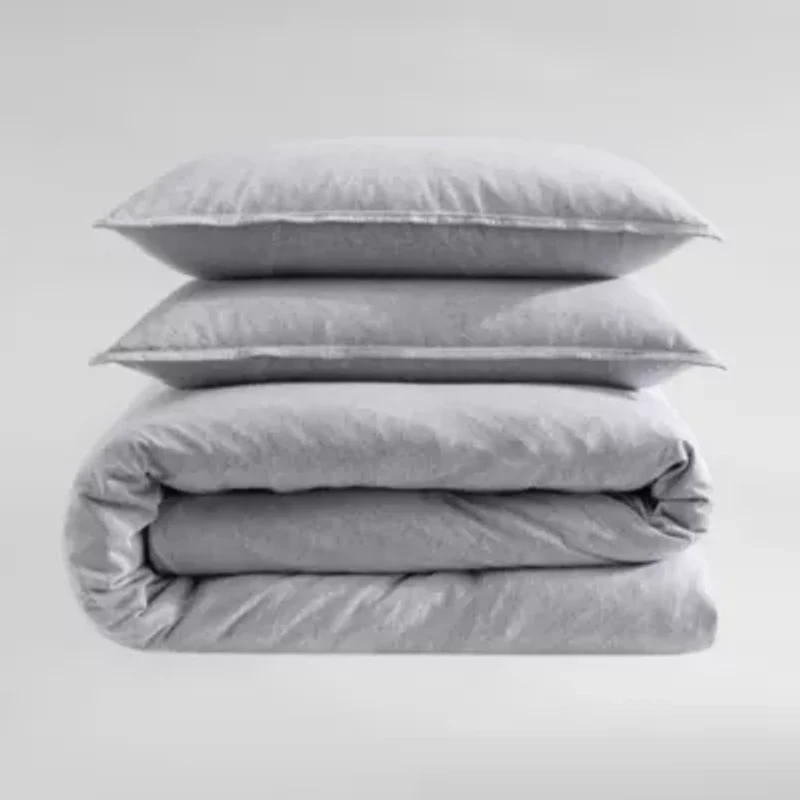Modern Cotton Melange Grey King Comforter-Sham Set-3 Piece