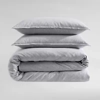Modern Cotton Melange Grey King Comforter-Sham Set-3 Piece