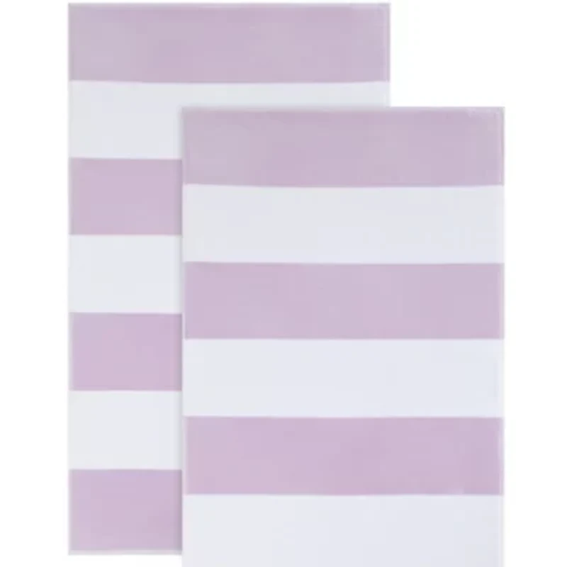 Poolside - Purple Beach Towel Yarn-Dye Stripe-2 Piece