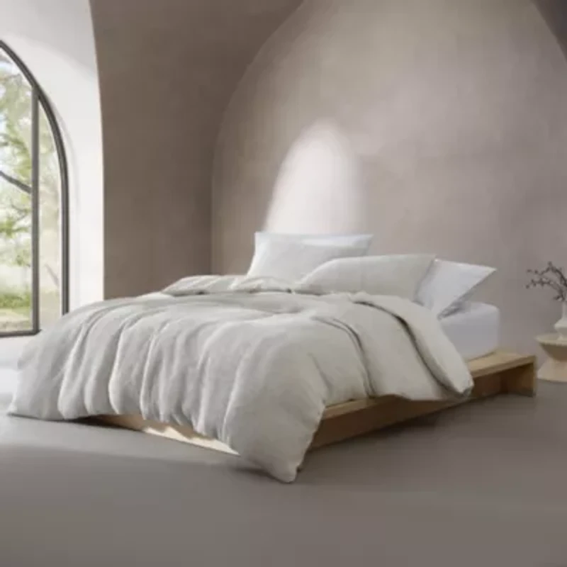Speckled Waffle Natural Queen Duvet Cover Set-3 Piece