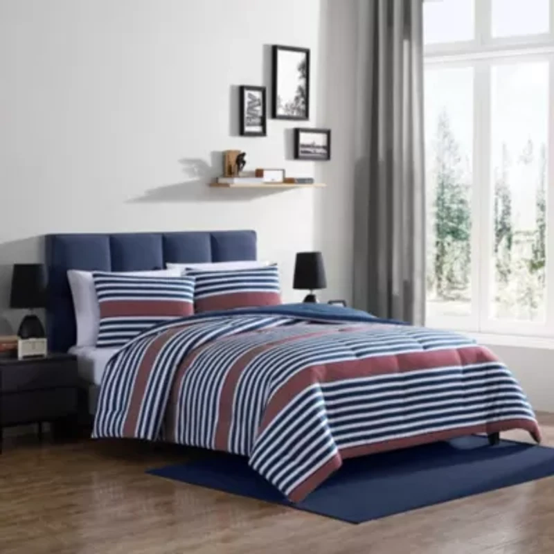Kennedy Stripe Microfiber Comforter-Sham Set