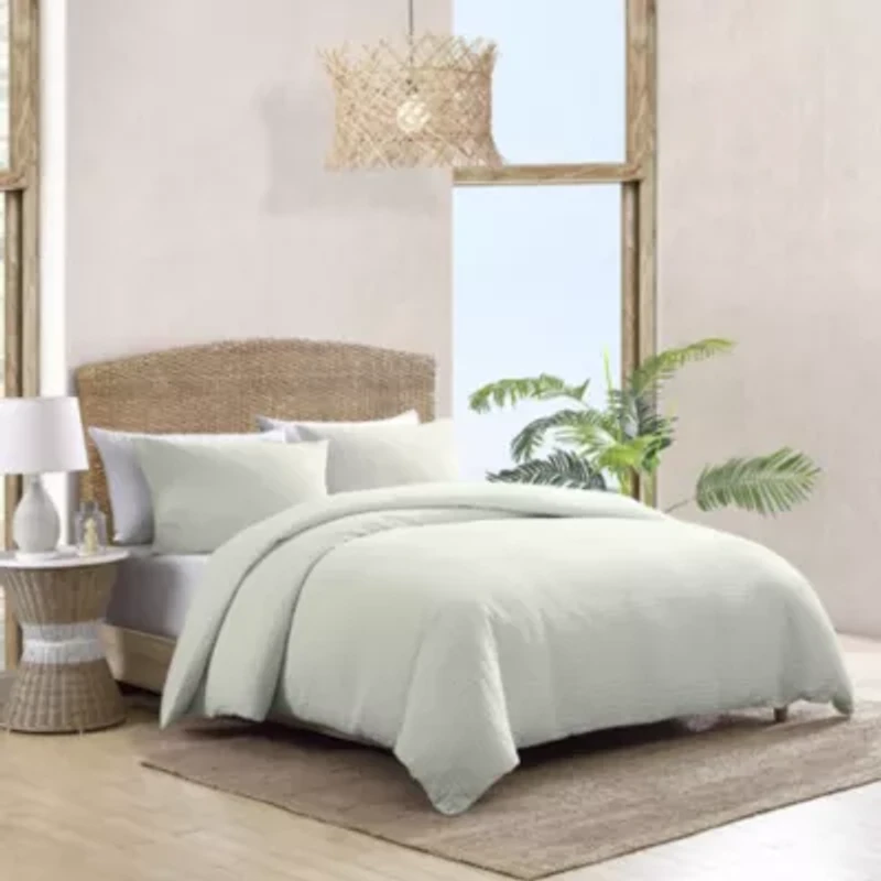 TB Basketweave Solid 100% Cotton Comforter-Sham Set