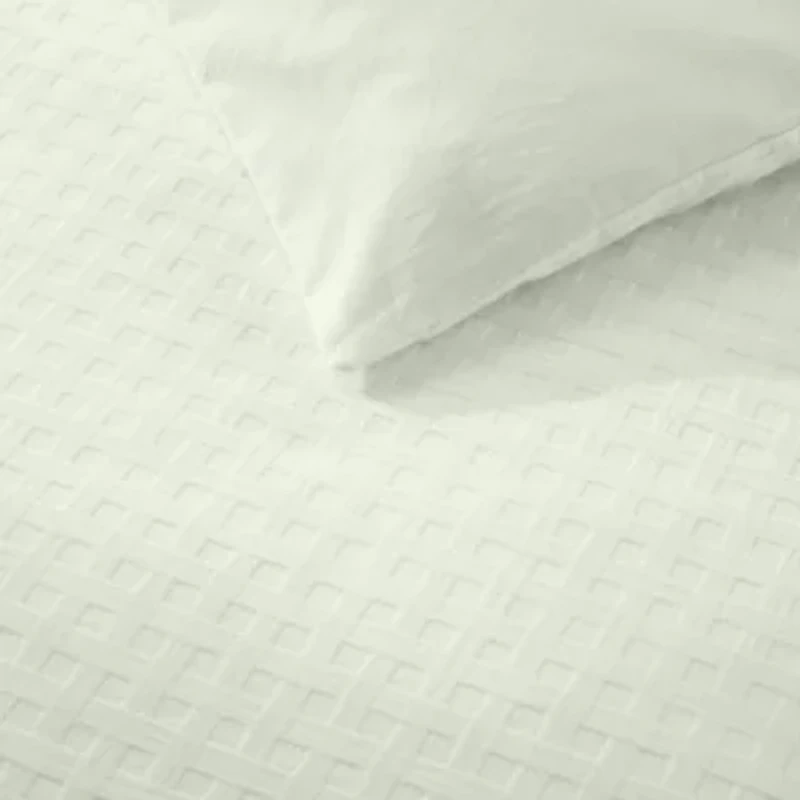 TB Basketweave Solid 100% Cotton Comforter-Sham Set