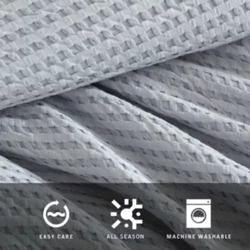 KCNY Solid Waffle Microfiber Comforter Set