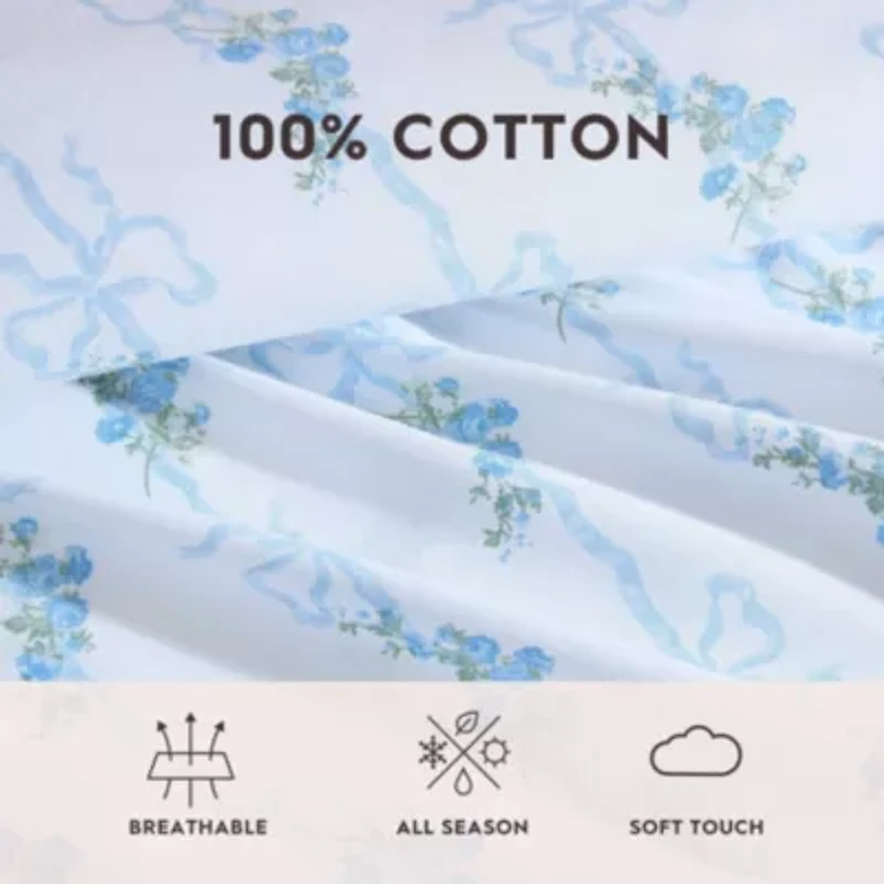 Floral Ribbon Cotton Sheet Set
