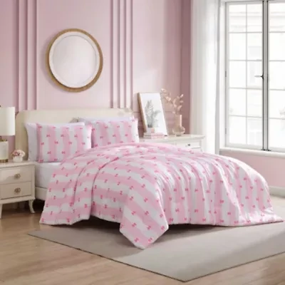 Bow Stripe Microfiber Bed Set Bonus