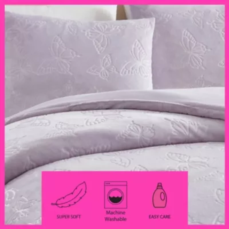 Butterfly Embossed Microfiber Comforter Set