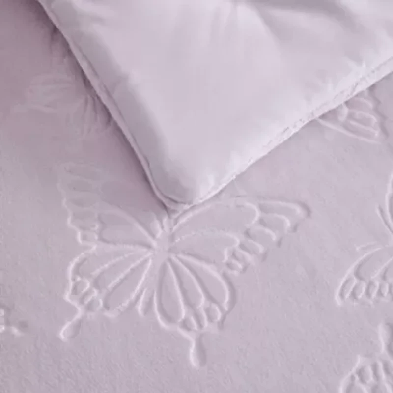 Butterfly Embossed Microfiber Comforter Set