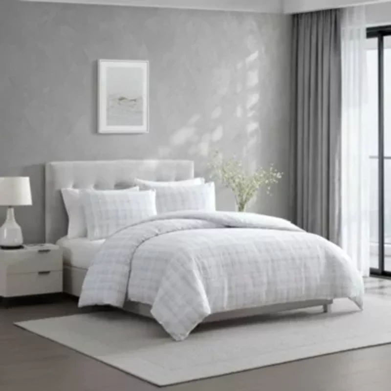 Blurred Plaid Cotton Comforter Set