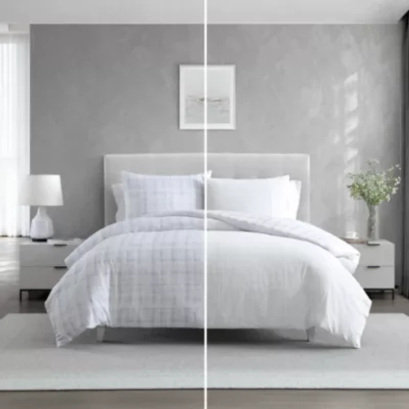 Blurred Plaid Cotton Comforter Set