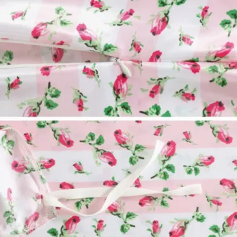 Rose Stripe Microfiber Duvet Set