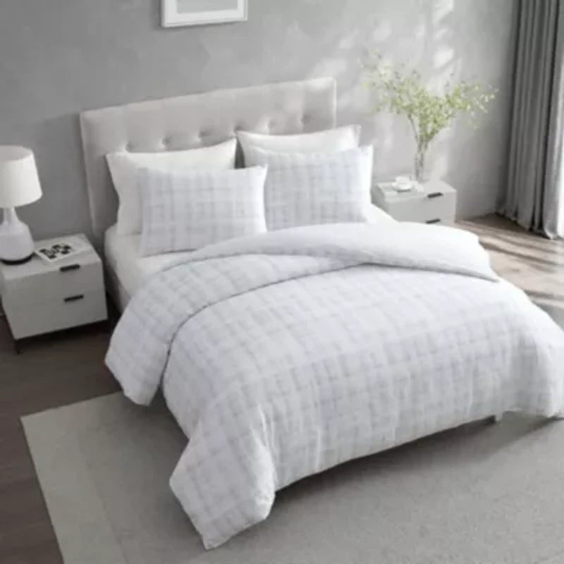 Blurred Plaid Cotton Duvet Set