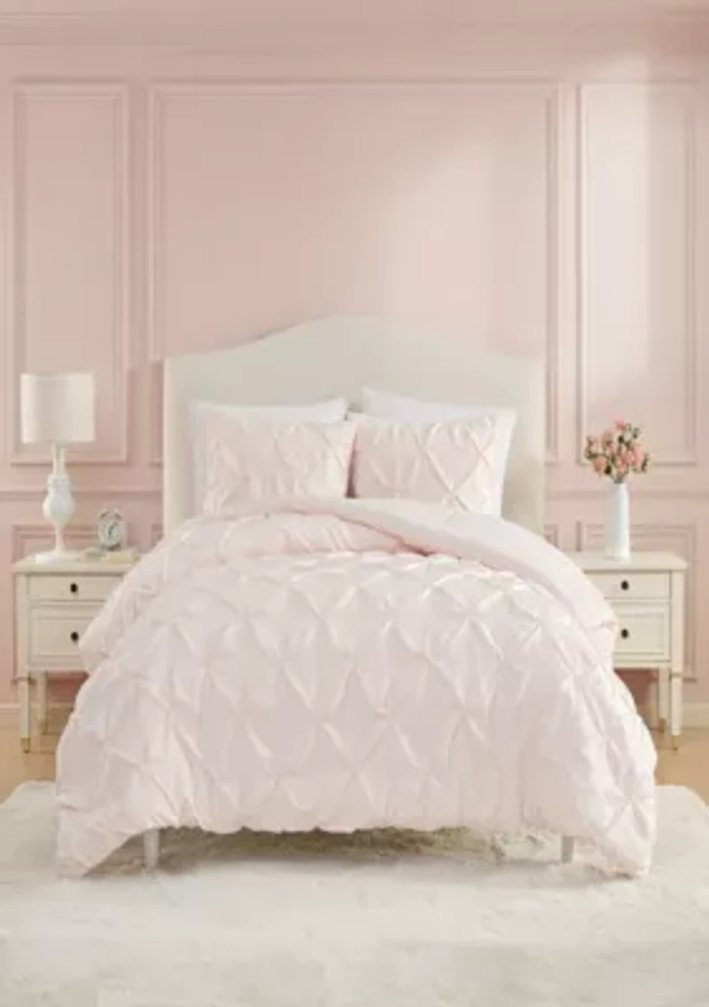 Solid Satin Pintuck Microfiber Comforter Set