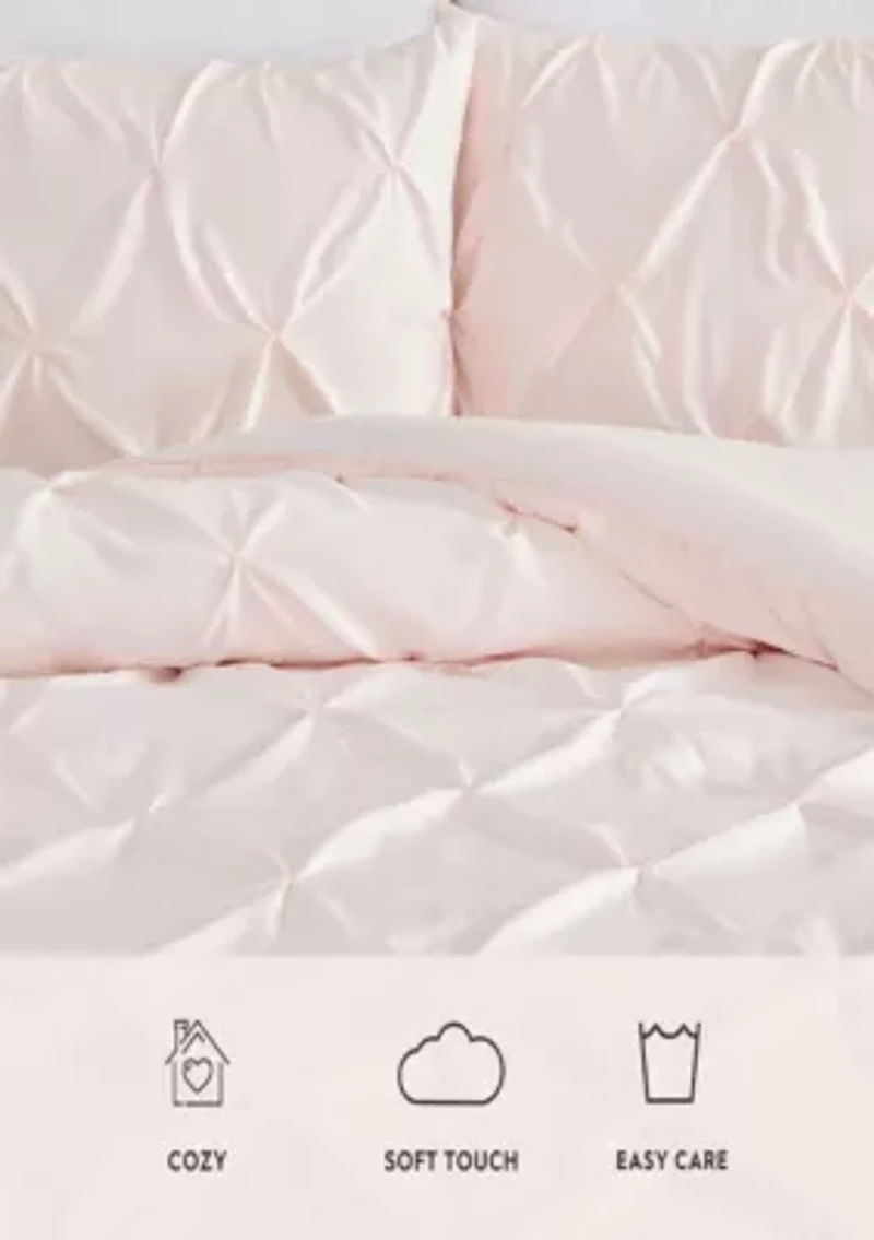 Solid Satin Pintuck Microfiber Comforter Set