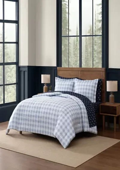 Beach Pine Plaid Microfiber Comforter Set