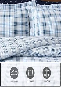 Beach Pine Plaid Microfiber Comforter Set