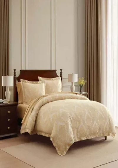 Vintage Damask Cotton Blend Duvet Set