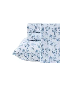 Fish Town Toile Microfiber Sheet Set
