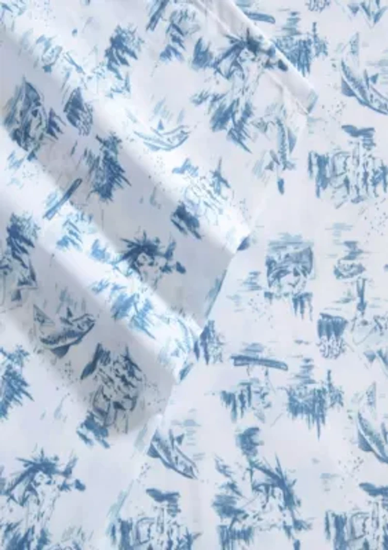 Fish Town Toile Microfiber Sheet Set