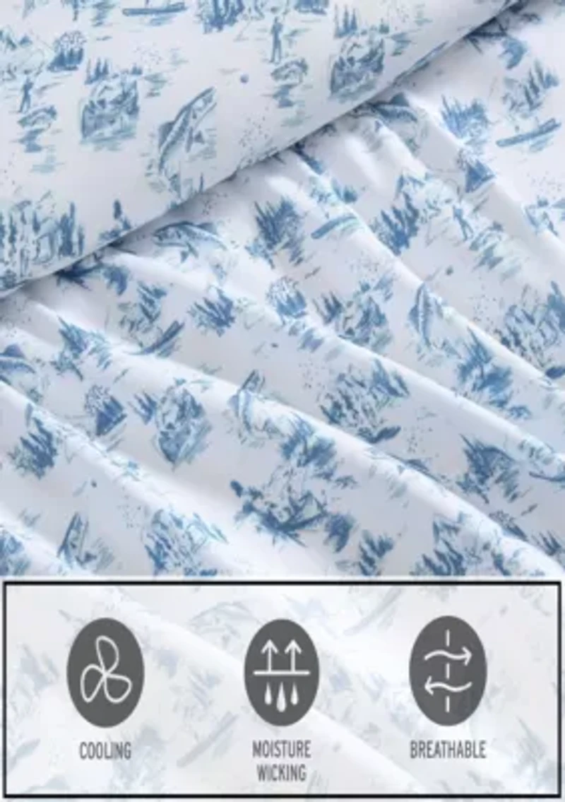 Fish Town Toile Microfiber Sheet Set