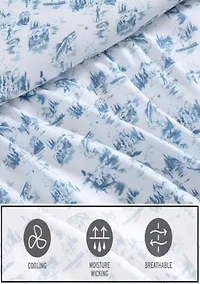 Fish Town Toile Microfiber Sheet Set