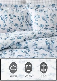 Fish Town Toile Microfiber Comforter Set