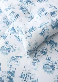Fish Town Toile Microfiber Comforter Set