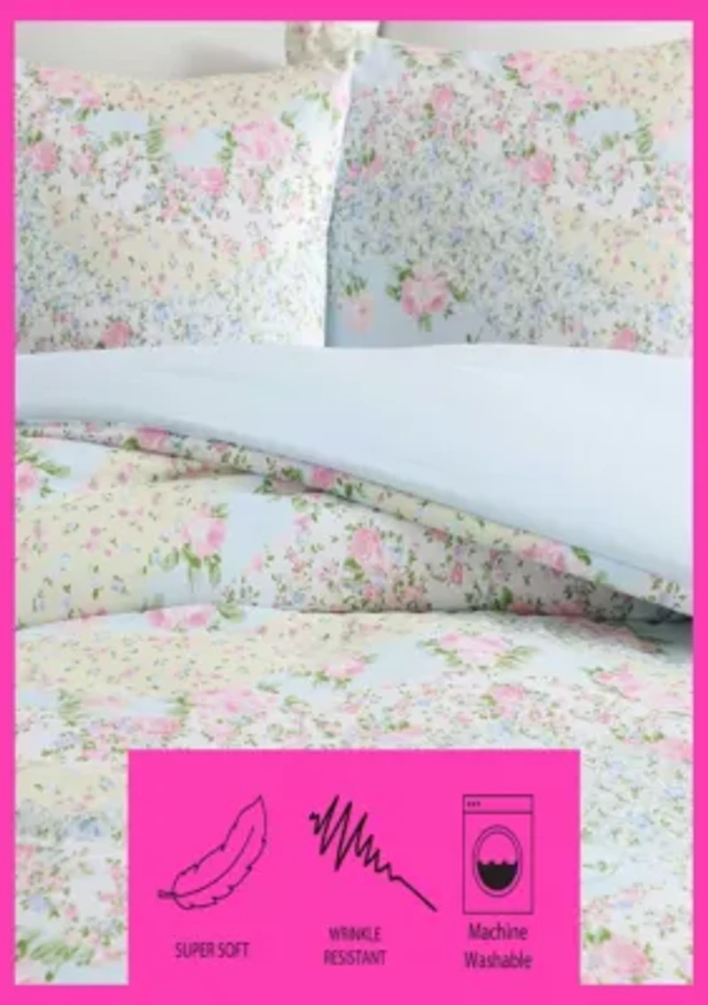 Patchwork Floral Microfiber Comforter Set
