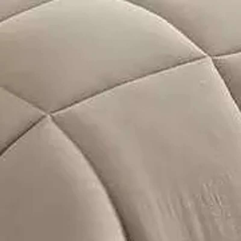 Solid Box Stitch Microfiber Comforter Set