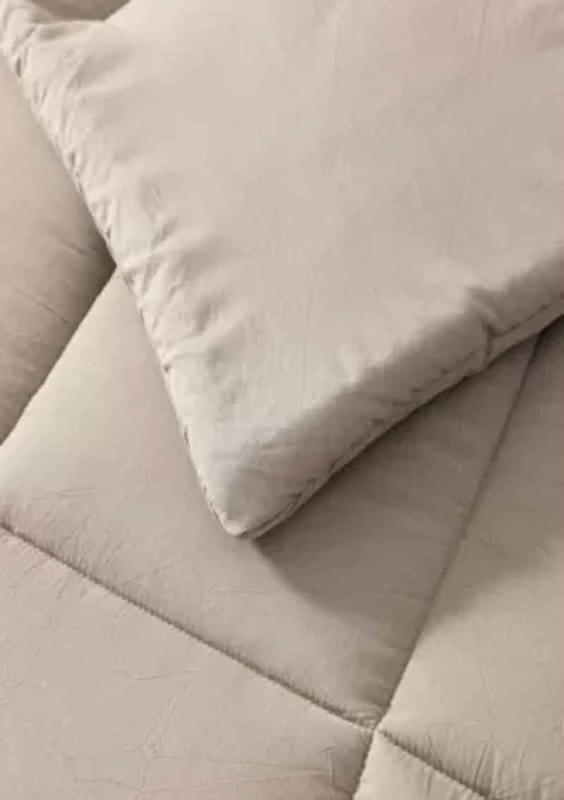 Solid Box Stitch Microfiber Comforter Set