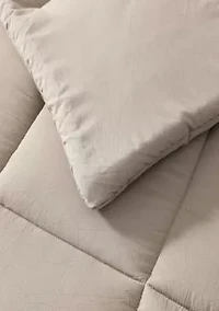 Solid Box Stitch Microfiber Comforter Set