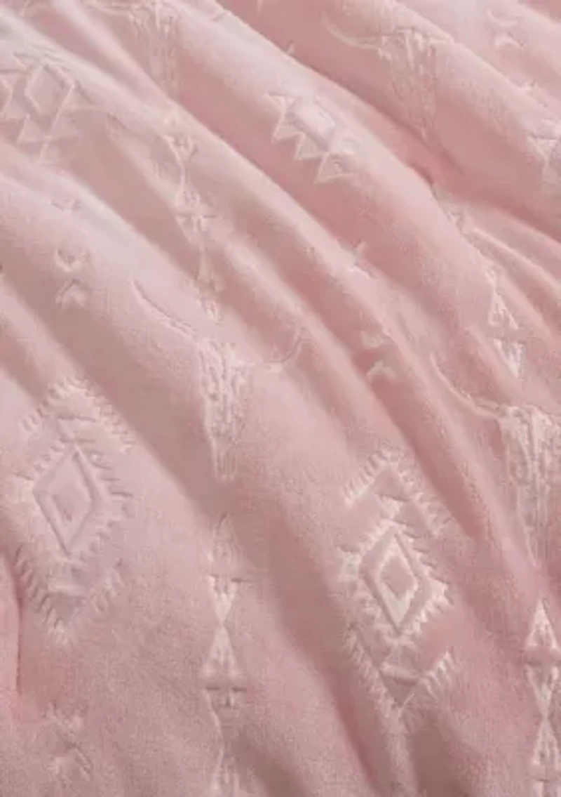 Steer Head Stripe Embossed Microfiber Comforter Set