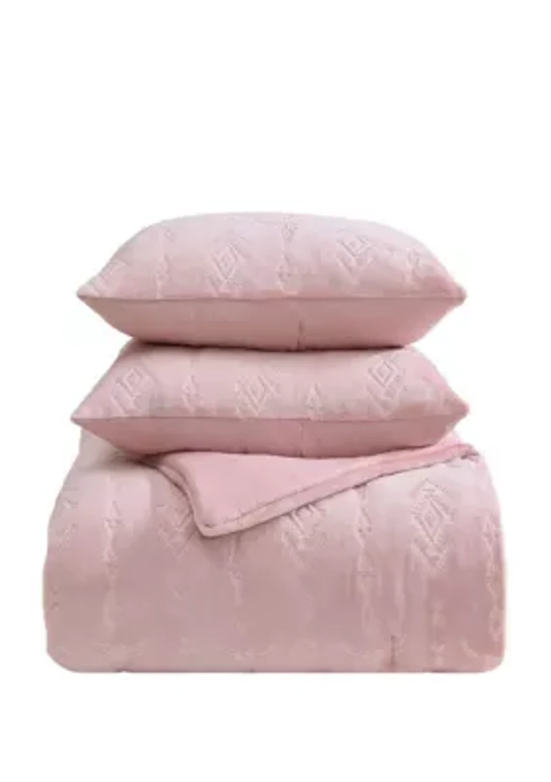 Steer Head Stripe Embossed Microfiber Comforter Set