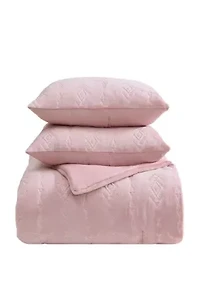 Steer Head Stripe Embossed Microfiber Comforter Set