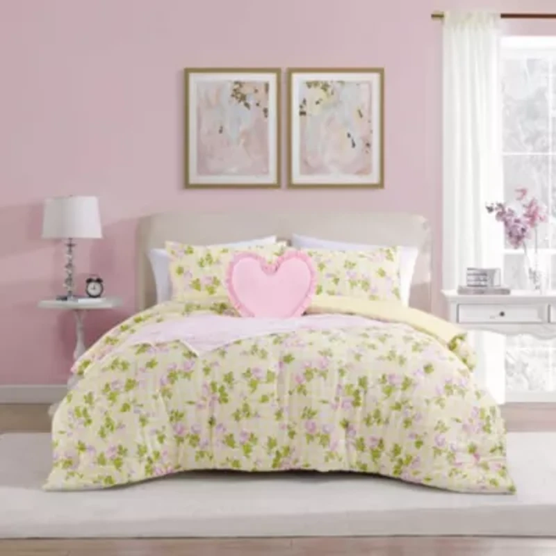 Gingham Rose Love Microfiber Comforter Set