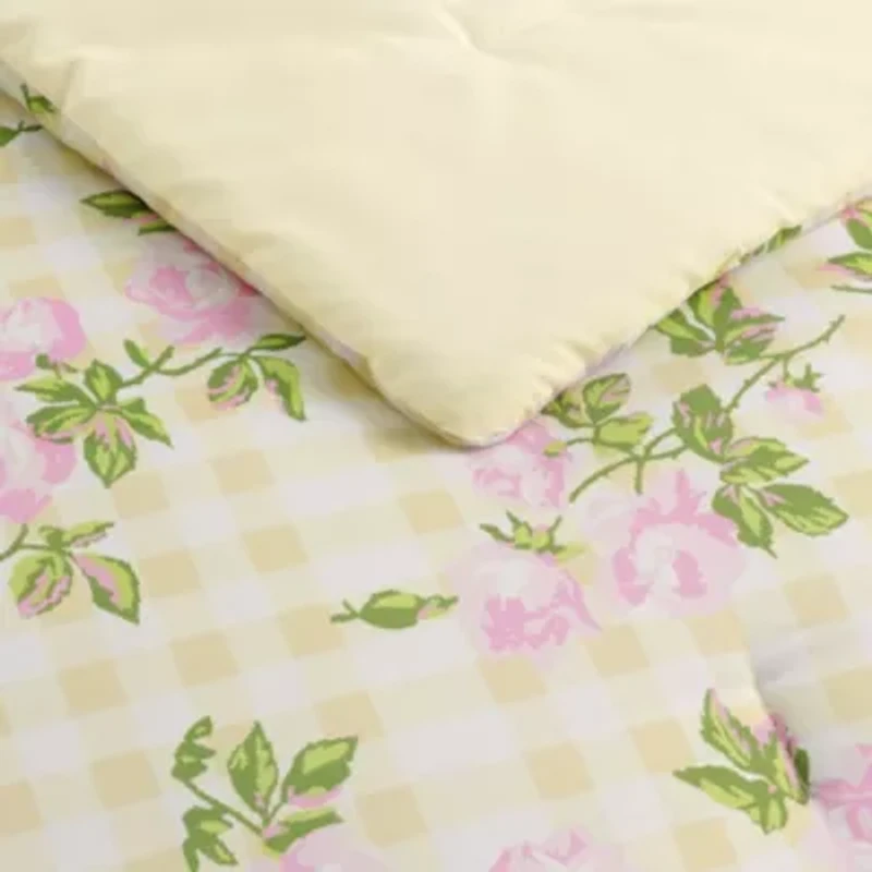 Gingham Rose Love Microfiber Comforter Set