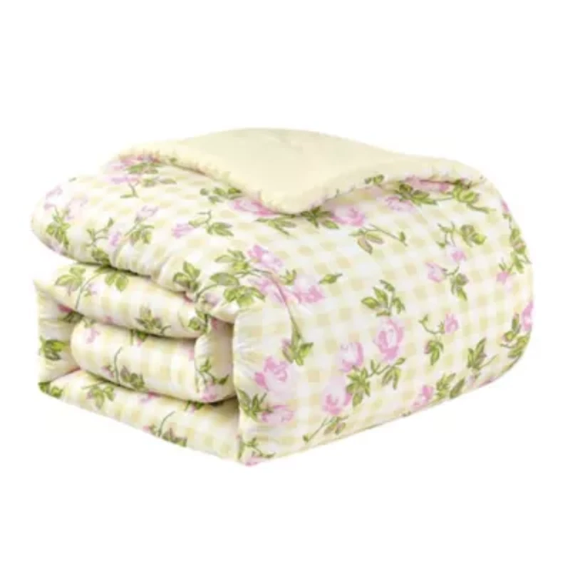 Gingham Rose Love Microfiber Comforter Set