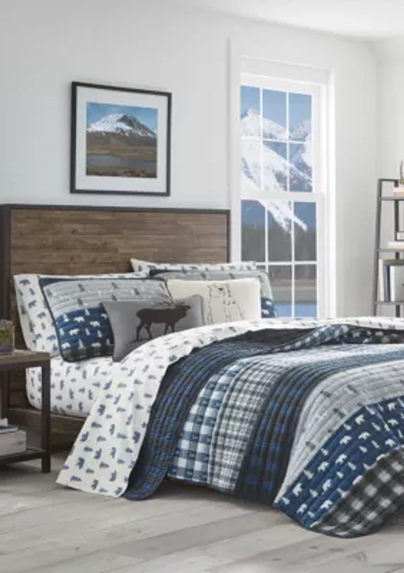 Blue Creek Plaid Quilt Set