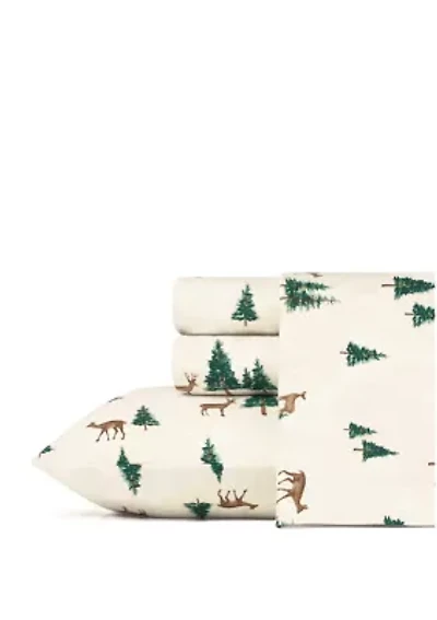 Deer Hollow 4-Piece Graphic Flannel Sheet Set