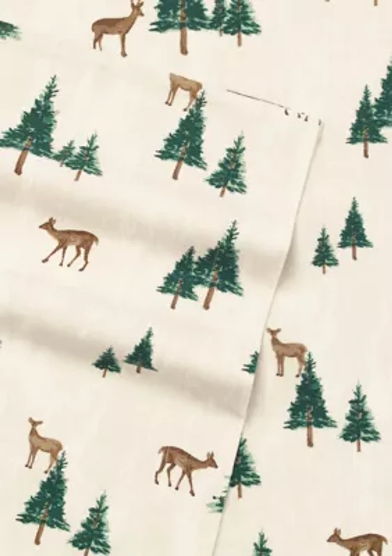 Deer Hollow 4-Piece Graphic Flannel Sheet Set