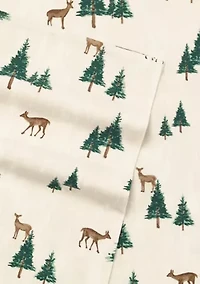 Deer Hollow 4-Piece Graphic Flannel Sheet Set