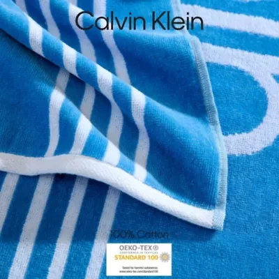 Pinstripe Logo Cotton Blend Beach Towel Set