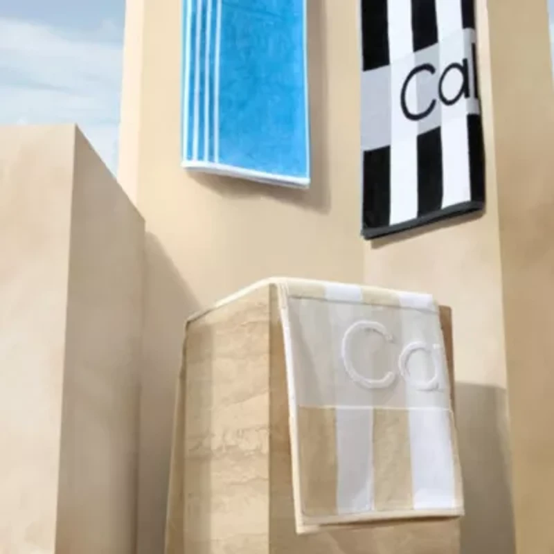 Pinstripe Logo Cotton Blend Beach Towel Set