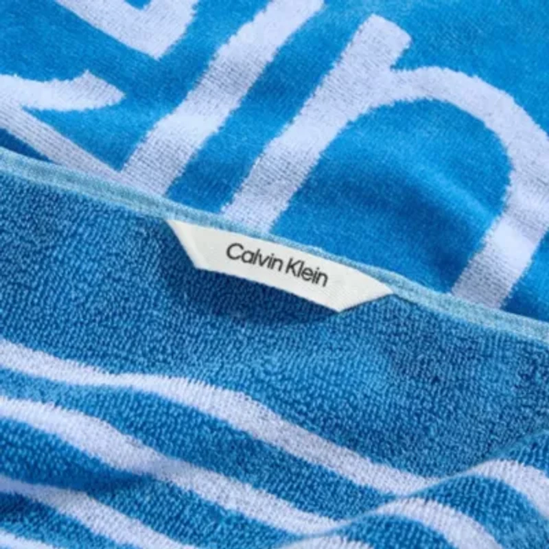 Pinstripe Logo Cotton Blend Beach Towel Set