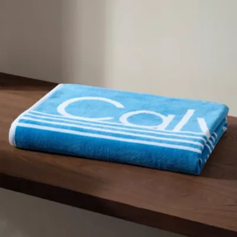 Pinstripe Logo Cotton Blend Beach Towel Set