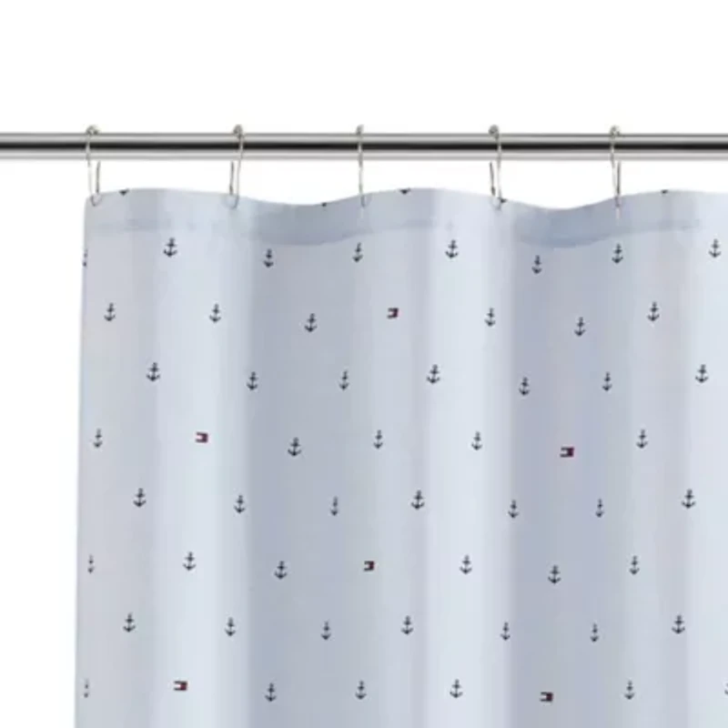 Anchor And Flag Cotton Blend Shower Curtain