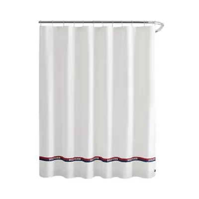 Logo Stripe Cotton Blend Shower Curtain